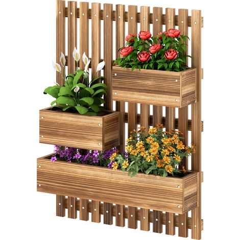 Jardinière murale potager 3 bacs meuble bois massif 60 x 16 x 80 cm