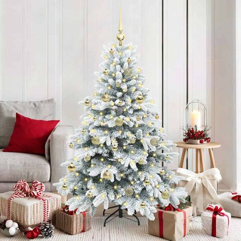 Künstlicher Weihnachtsbaum mit 150 LEDs Weiß 150 cm PE und PVC