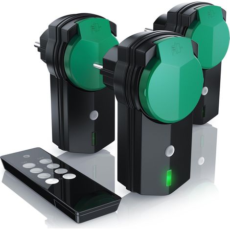 BEARWARE Außenbereich Funksteckdosen Set mit Fernbedienung - 3x Outdoor Funkschalter Steckdosen (1/5)