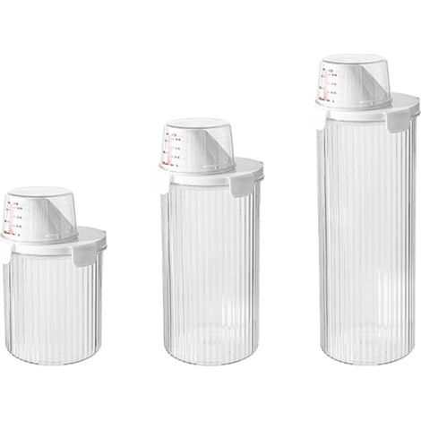 Boîte de rangement pour lessive et poudre conçue pour les poudres et liquides avec couvercle hermétique et manipulation fluide (1/5)
