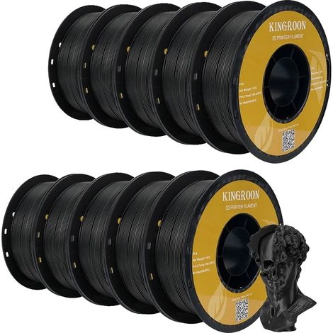 Filament d'imprimante 3D, bobine de 10KG, diamètre de 1,75 mm, PLA 10KG Noir (1/2)