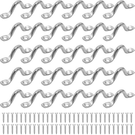 30 Pièces Boucles de Pont, Pontet INOX Plaque à œil de 5 mm, Oeillet en Acier Inoxydable 304, Vissable pour Fixation de Gréement de Canoë (1/5)