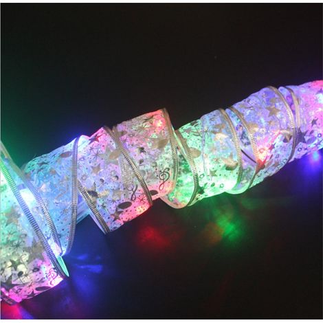 Ruban Lumineux LED - Décoration de Noël pour Arbre - Ruban à Nœud en Dentelle - 100 cm - Pour Intérieur et Extérieur - 2 Pièces