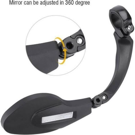 Rétroviseur Vélo - Miroir Sécurité - Tige 22,2 mm - Acier Inoxydable Et Nylon - Pour Guidon Droit Ou Courbé - 1 Pièce (1/4)