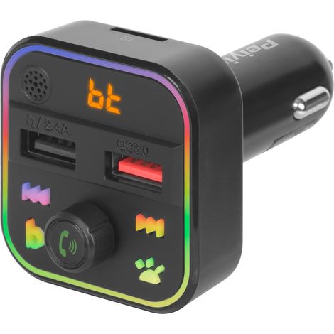 Trasmettitore FM Bluetooth 5.3 2xUSB SD Caricabatterie QC Peiying