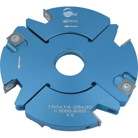 Leman – Porte-outils ajustable feuillure et tenon D.140 mm – Alésage 30 mm – Épaisseur 14/28 mm – Dents 4+4 pour coupe fauchante