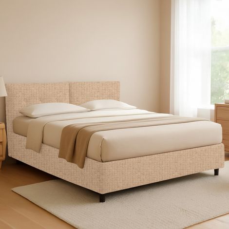 Letto Piazza e Mezza Leeds, Sfoderabile, Contenitore Made in Italy, Beige (1/5)