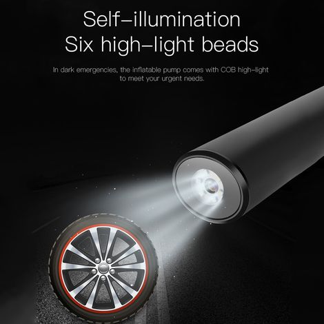Intelligente Auto-Luftpumpe mit Digitalanzeige, 150 PIS, 12 V (eingebauter Akku, Akku im Lieferumfang enthalten), Schwarz (1/5)