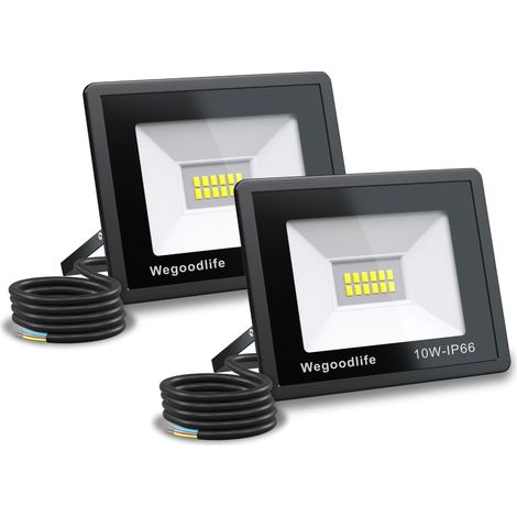2 x 10 W LED Floodlight, 730LM Outdoor LED Spotlight, 3000 K Warm White Wall Lighting, IP66 Waterproof, for Garden, Terrace, Garage and Security, Yard, Factory (1/5)