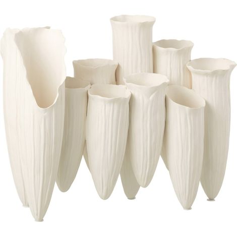 Vase soliflore blanc en poterie sculptée - blanc (1/3)