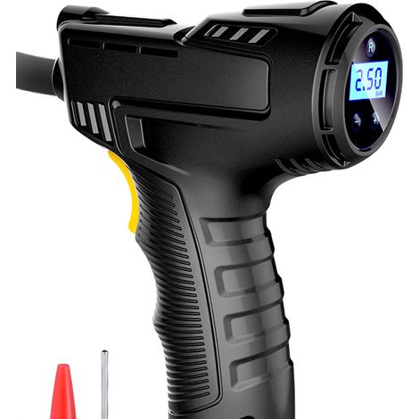 Tragbarer Reifenfüller, digitaler Luftkompressor mit Manometer und LED-Licht, geeignet für Autos, Motorräder, Pickups und SUVs, USB-aufladbar. (1/3)
