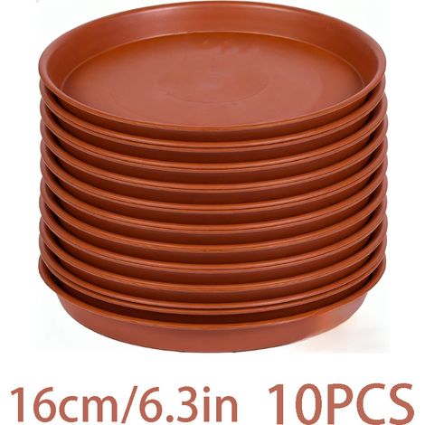 Lot de 10 plateaux ronds en plastique pour pots de fleurs de 16 cm (6,3 pouces) d'intérieur (1/5)