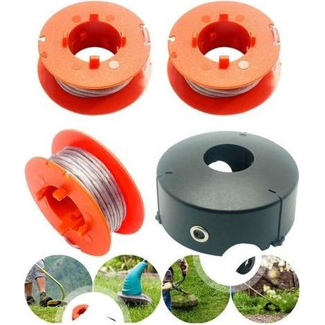 pair F016800175 Fadenspule für Bosch Art 23 26 30 Easytrim und Combitrim, Pro-Tap Automatische weiche Fadenspule, 8 m x 1,6 mm mit Abdeckung F016L71088 (3 Spulen + 1 Abdeckung) (1/4)