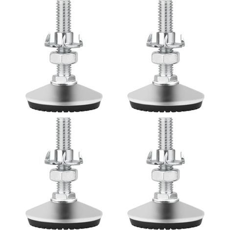 Pieds de Nivellement pour Meuble, Pied Réglable Hauteur en Acier Inoxydable 4 pièces M10 x 50mm Vis de Réglage avec Base en Caoutchouc Antidérapant et écrou en T (1/5)