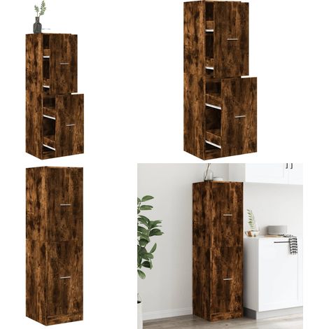 Armario botiquín madera ingeniería roble ahumado 40x41x144,5 cm - Armario de almacenamiento - Armario de cajones