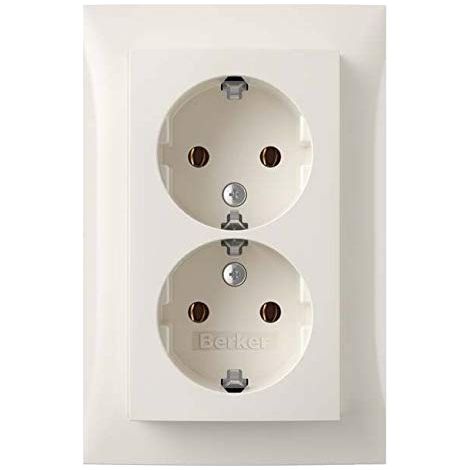 BERKER PRISE DOUBLE SCHUKO AVEC PLAQUE DE RECOUVREMENT 47748989