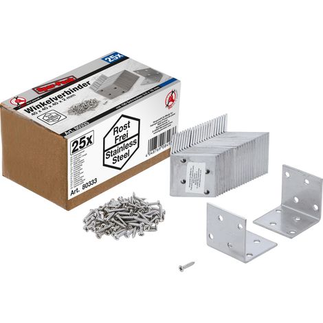 Winkelverbinder rostfrei 40 x 40 x 40 mm Spar-Pack 25 Stück (1/4)