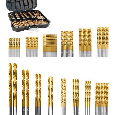 Kit de 99 forets, jeu de forets haute vitesse, avec boîte de rangement, tailles de 1,5 à 10 mm, convient pour l'acier, l'aluminium, le cuivre, l'acier allié doux, le bois et le plastique. (1/5)