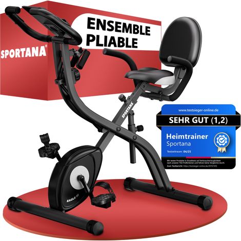 Vélo d'appartement magnétique connecté – Résistance réglable 16 niveaux – Charge maximale 140 kg – Écran LCD avec capteurs de pouls – Sportana (1/5)