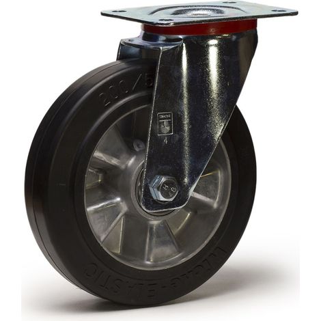 Roulette pivotante diamètre 125 mm caoutchouc EASYROLL® NOIR roulement à billes - 200 Kg (1/2)