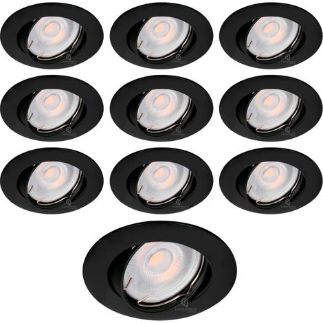 Lot de 10 Spots Aluminium Orientable Noir Mat avec GU10 LED de 5W eqv. 50W Blanc Neutre 4000K (1/5)