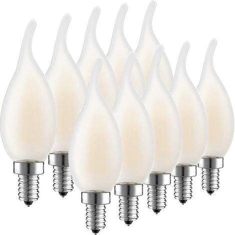 Ampoule LED E14 à filament dimmable, lot de 10 ampoules effet flamme, équivalent 4 watts (incandescent) (1/4)