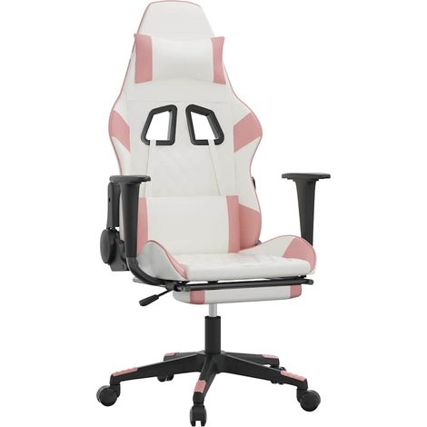Maison Exclusive - Sedia da Gaming Massaggio Poggiapiedi Bianco e Rosa Similpelle (1/5)