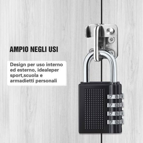 Cadenas À Combinaison - 4 Chiffres - 10000 Combinaisons - Alliage De Zinc Et Acier - Pour Casiers Gymnase École Garage - 1 Pièce (1/5)