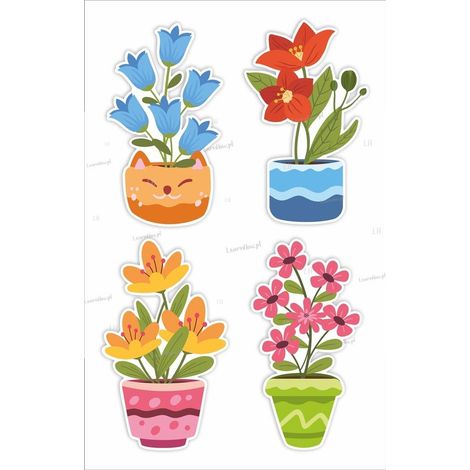 Decorazioni per finestre Fiori primaverili grandi in vaso 4 pezzi
