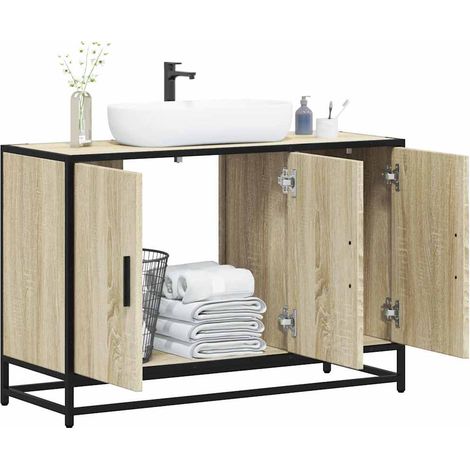 Bathroom Sink Cabinet Sonoma Oak 90x33x60 cm Engineered Wood vidaXL (1/5)