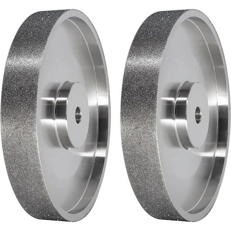 2X Meule CBN, 6 Pouces de DiamèTre X 1 Pouce de Large, avec Arbre de 1/2 Pouce, Meule DiamantéE pour AffûTer HSS, Grain 80 (1/5)
