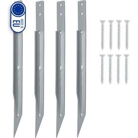 4 piquets de fixation pour balançoire et trampoline – Accessoires de remplacement en acier galvanisé à chaud (1/4)
