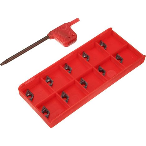 Juego de 10 plaquitas de corte de carburo DCMT0702 EM YBC205 + llave para herramienta de torneado