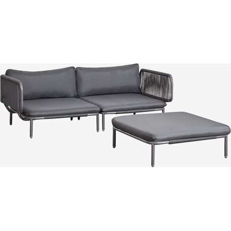 Divano da giardino componibile in 2 pezzi con 2 poltrone angolari e pouf Roubly SKLUM            