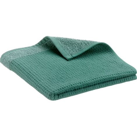 Drap de douche recyclé Émeraude - Grande serviette de bain verte 70 x 130 cm - PANGIVO (1/3)