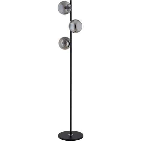 Lampadaire MALAGA noir/chrome 3 globes fumés 157cm E14 (1/3)