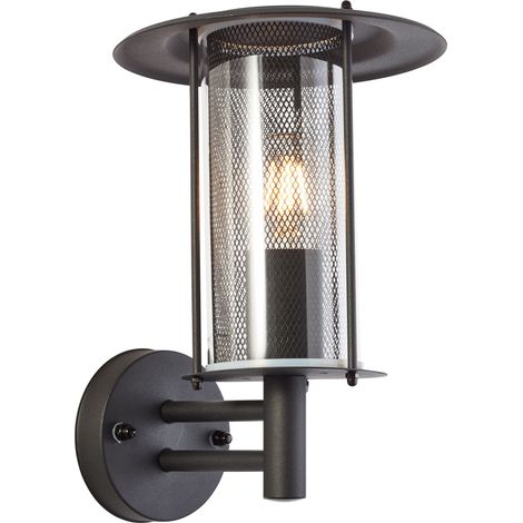 Brilliant Lampe Detroit Außenwandleuchte stehend schwarz matt Metall/Glas schwarz 1x A60, E27, 20 W