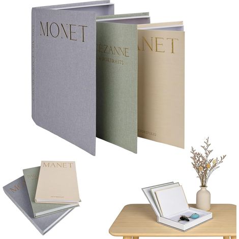 Set mit 3 Dekobüchern für die Wohnungseinrichtung – Stapelbare Buchbox mit Magnetverschluss – Dekorative Bücher aus Leinen – Dekorative Bücher in Buchform für Couchtisch, Schreibtisch, Wohnzimmer und (1/5)