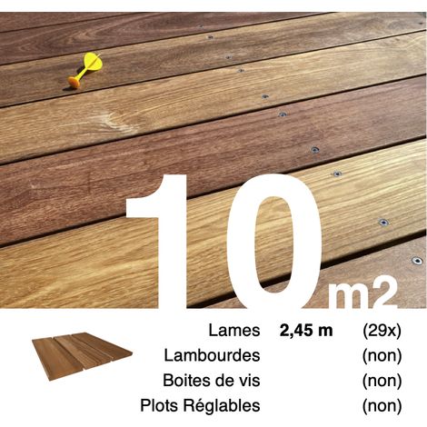 Planches de terrasse bois exotique CUMARU pour 10 m² • Longueur 2,45 m
