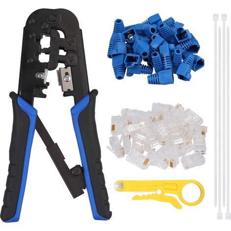 Kit de Pince à Sertir RJ45 avec 30 Connecteurs Cristal Cat5 (1/5)