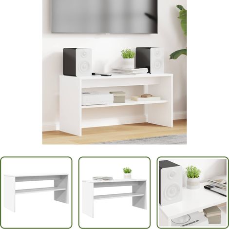 Rangement salon - Meuble TV Blanc 80 x 30 x 40 cm Bois d'ingénierie (1/5)