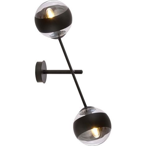 Applique Contemporaneo Yama Acciaio Nero 2 Luci E14 Ip20 (1/4)