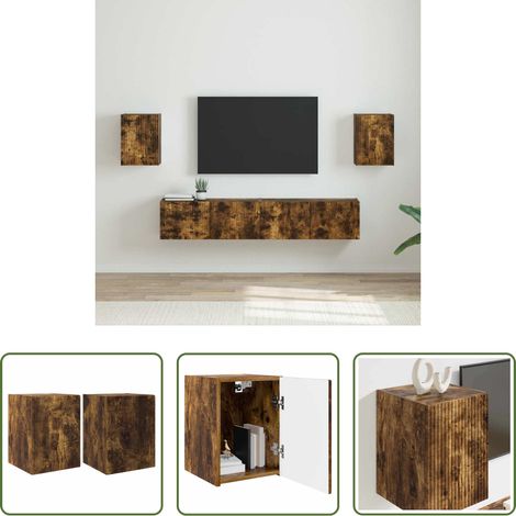 Holzregal -  TV-Wandschrank 2 pcs Geräucherte Eiche 30 x 31 x 40 cm (1/5)