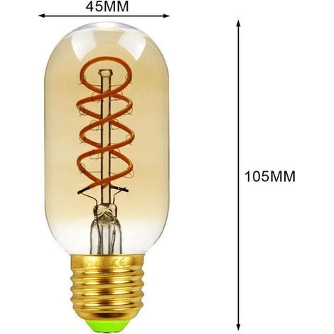 1 pièce Ampoule LED E27, or,T45 double spirale,2300K blanc chaud 4 watts 220v