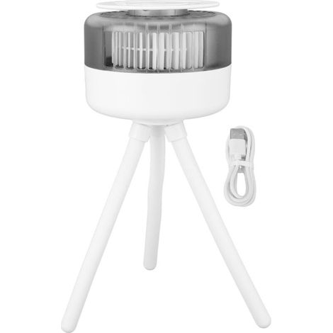 Ventilateur USB Blanc 360° Rotatif avec Pince et Trépied Pliable pour Poussette et Lit Bébé