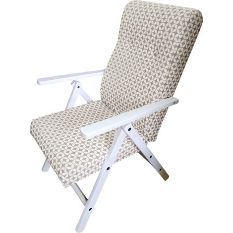 Poltrona relax reclinabile bianca sedia sdraio imbottita shabby beige da casa in Legno  Schienale Ergonomica robusta 4 posizioni Made in Italy  tessuto elegante shabby grigio (1/5)