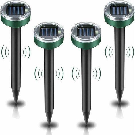 Répulsif solaire contre les taupes, 4 pièces répulsif à ultrasons contre les nuisibles - Lutte contre les taupes avec IP65 imperméable à leau, répulsif pour les taupes de jardin Mole Repellent (1/5)