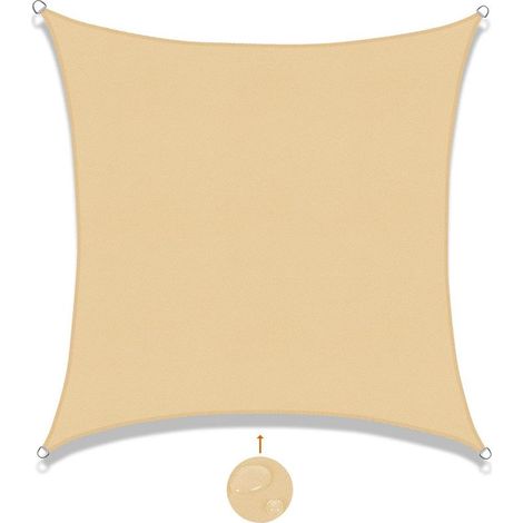 Voile d'ombrage Rectangulaire 2x2m(Sable Jaune) Imperméable Toile Ombrage UV Protection pour Patio Jardin, Terrasse,Extérieur, Balcon,Sable (1/5)