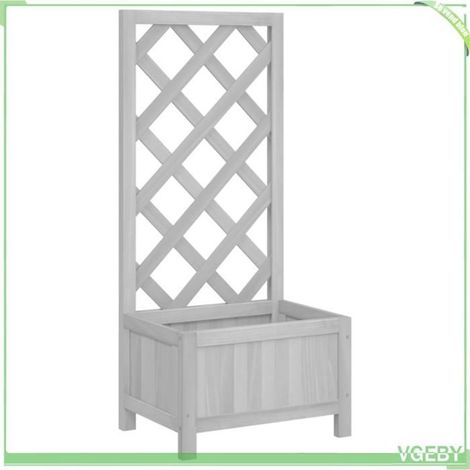 Jardinière avec treillis - FAFEICY - 365474 - Bois massif sapin - Gris - 40x30x90 cm (1/5)