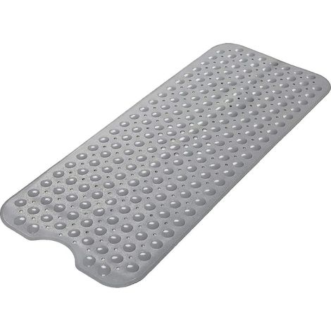 Tapis de bain gris antidérapant, anti-moisissure, antibactérien et inodore, en PVC écologique avec ventouses.